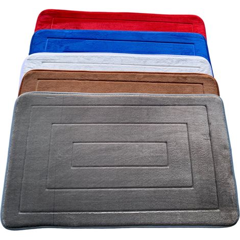 Tappeto Arredo bagno effetto memory con retro antiscivolo Materiale 100 % Cotone Bianco - 50x80 cm (1/2)