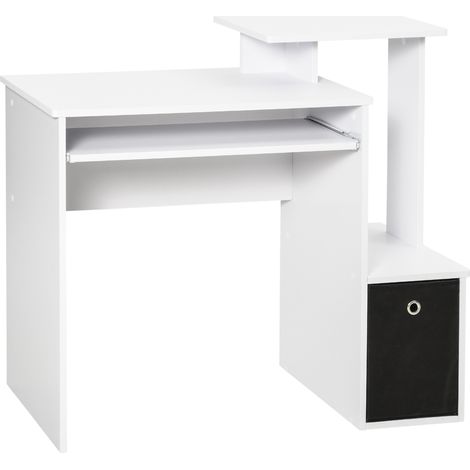 Computer Desk Sliding Keyboard Tray Storage Drawer Shelf Home Office Workstation White (1/5)
