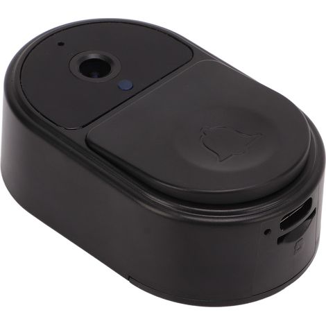Sonnette vidéo WiFi 2,4 GHz avec caméra, vision nocturne infrarouge, interphone bidirectionnel, objectif grand angle de 90°, rechargeable pour la maison (1/5)