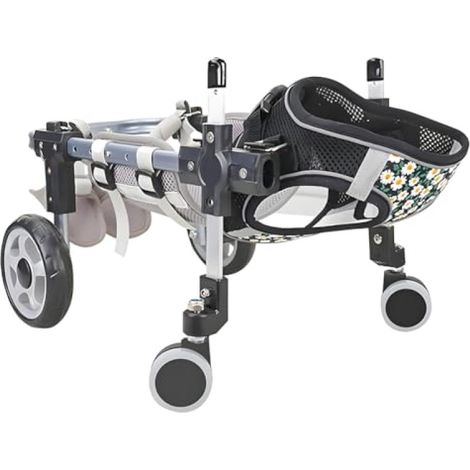Fauteuil roulant pour chiens de petite, moyenne et grande taille, aide à la mobilité réglable à 4 roues, support de rééducation léger (4 roues, S) (1/5)