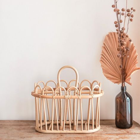 Porte-revues en Rotin Panier de Rangement pour Journaux et Magazines de Salon et Bureau - PANGIVO (1/5)