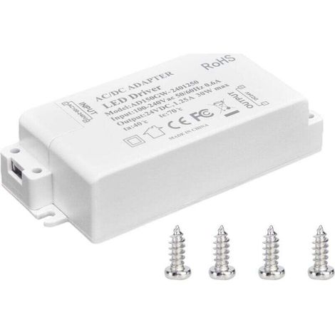 Alimentatore LED da 30 W 24 V CC 1,25 A – Trasformatore per strisce LED, tensione costante 100–240 V CA