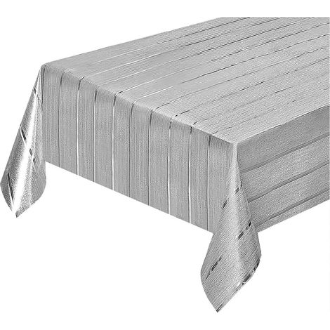 Tovaglia Cucina Antimacchia Metallizzata Lucida Grigia Copritavolo Pvc Decorato Dis A - 140x260 Cm
