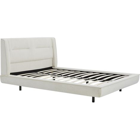 Lit 140 x 190 cm - Tissu bouclette - Beige - ISYDE