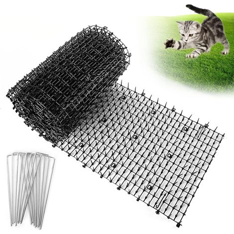 Grille d'épines, répulsif pour animaux avec pointes (30 x 200 cm) Tapis pour jardins extérieurs, barrière pour animaux avec 8 pinces de jardin (1/5)