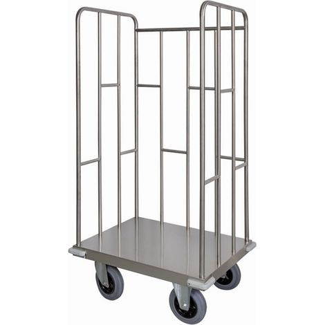 Carrello trasporto universale 3 sponde in tubolare in acciaio INOX AISI 304