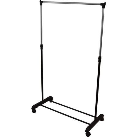 021027 Colgador de ropa extensible de metal con ruedas 83x41x87 max h162 cm