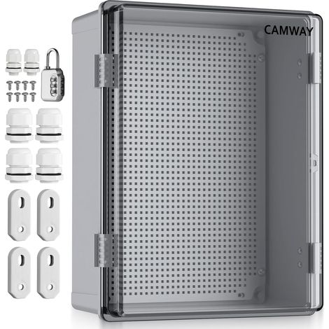Boîtier Électrique Étanche IP67 Extérieur en ABS Épais 3mm Coffret de Jonction Étanche avec Plaque Résistant à 60kg Imperméable pour Piscine, Jardin,Projets DIY (40 30 16cm-Transparent) (1/5)