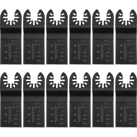 Flintronic Set di 14 lame per sega oscillante con 2 adattatori a C, lame oscillanti multiutensile per legno/metallo/plastica, lame a sgancio rapido, lame da taglio universali per utensili multipli (1/5)
