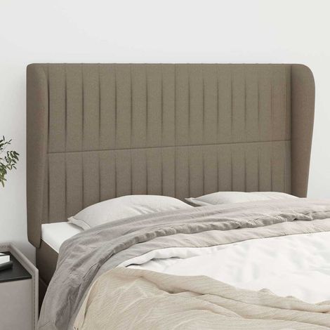vidaXL Tête de lit avec oreilles Taupe 147x23x118/128 cm Tissu (1/5)