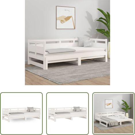 Canapé-lit - Lit coulissant sans matelas blanc 2x(80x200)cm (1/5)