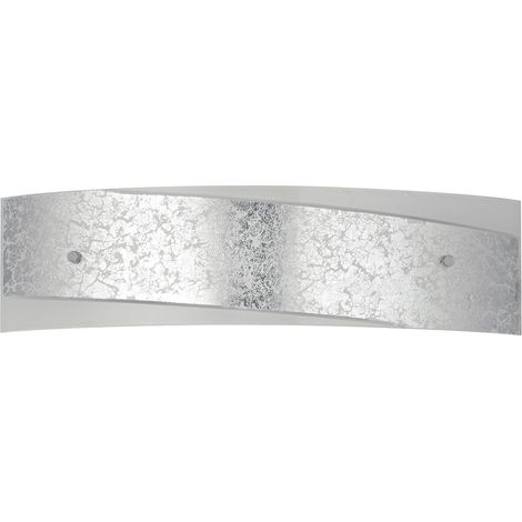 "Applique PARIS in vetro con decoro in foglia argento 45x12 cm."