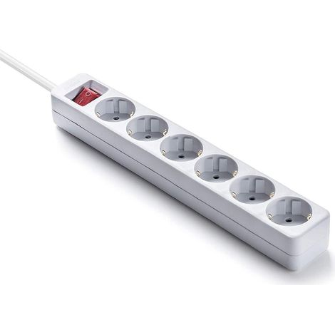 Regleta de 6 Enchufes TT c/Int 1,5m Blanco Famatel 9/806 (1/5)