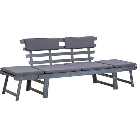 Maison Exclusive - Panca da Giardino Cuscini 2-in-1 190cm Massello d'Acacia Grigio (1/5)