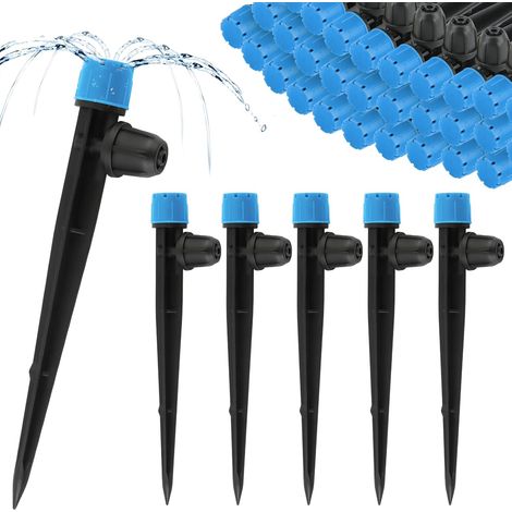 Lot de 50 Goutteurs Irrigation Verrouillage Tube 4/7mm Réglable 360 Degrés 8 Trous Jardin Pelouse
