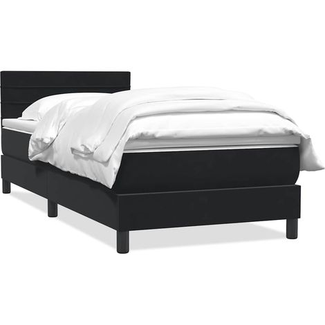 Maison Exclusive - Sommier à lattes de lit avec matelas noir 90x210 cm velours (1/5)
