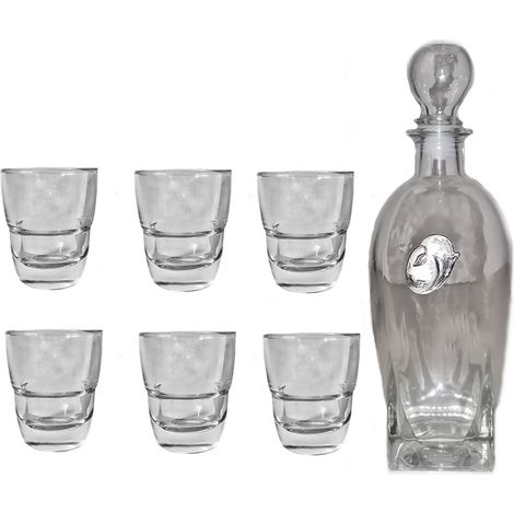 Bicchieri per liquore shottino bottiglia in cristallo con placca argento tavola casa set da 6 ottima idea regalo (1/5)