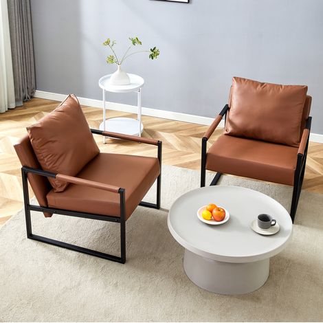 Fauteuil relax marron en similicuir, moderne, gain de place pour salon FloraGrace (1/5)