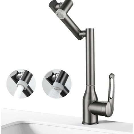High Basin Mixer Tap, 360 Degree Rotation Waterfall Faucet, Bathroom Faucet, Hot and Cold Water Mixer - Hose Included (1/5)