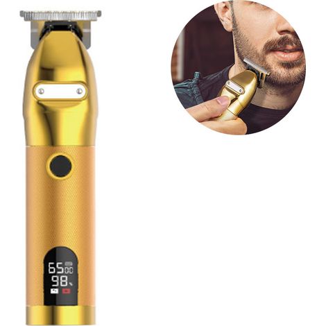 Tondeuse à cheveux professionnelle, kit de coupe de contour sans fil, tondeuse de précision pour hommes, écran LCD, rasoir de précision pour barbe et barbe.