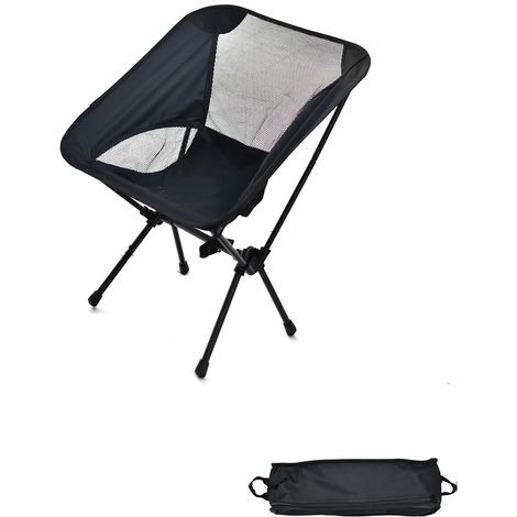 Silla plegable transpirable para camping y barbacoa al aire libre (negra) (1/5)