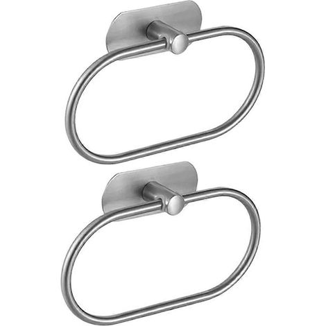 Porte-serviettes en acier inoxydable auto-adhésif pour salle de bain, anneau de suspension pour serviettes de toilette, accessoires de rangement pour cuisine C (1/5)