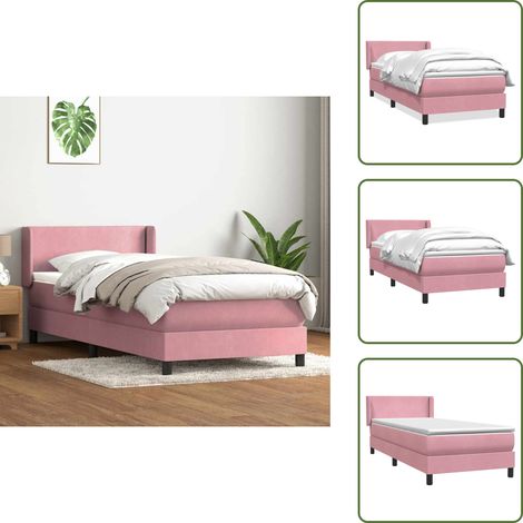 Boxspringbett mit Matratze Rosa 80x220 cm Samt - Boxspringbett - Boxspringbetten - Bett - Schlafzimmerbett (1/5)