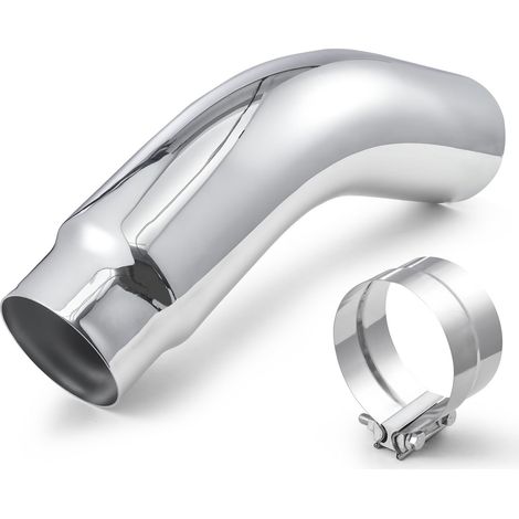 Coude d'Échappement Entrée de 12,7 cm et Sortie de 15,2 cm, Embout d'Échappement Coudé Chromé, Longueur Totale de 58,4 cm, avec Collier de Serrage, pour Camion, Berline, Voiture Sport, SUV (1/5)