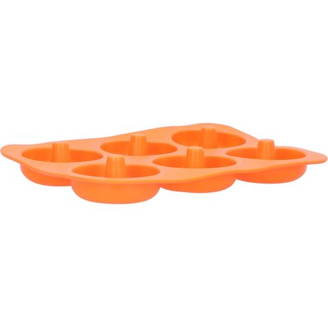 Moule à donuts silicone 6 cavités non-adhésif, support de cuisson rond pour chocolat, outil four orange