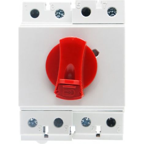 Interruptor/seccionador solar de CC fotovoltaico de 4 polos con pomo giratorio y maneta giratoria de 90°. (1/5)