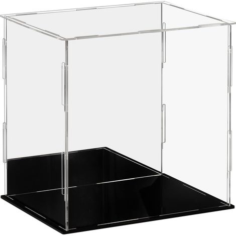 Vitrine en Acrylique Polyvalente pour Objets de Collection pour Figurines d'action, Jouets, Noir, 20 x 15 x 20 cm