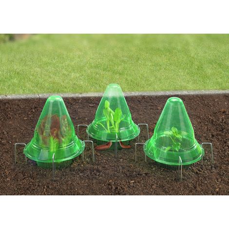 Maximex Campana per Piante 3in1, Set da 15 Pezzi, Protezione dal Gelo, dagli Uccelli e dalle lumache in Giardino, 3 Campane di Coltivazione per piantine, Ø 27 x 25 cm, plastica Pet, Verde (1/5)