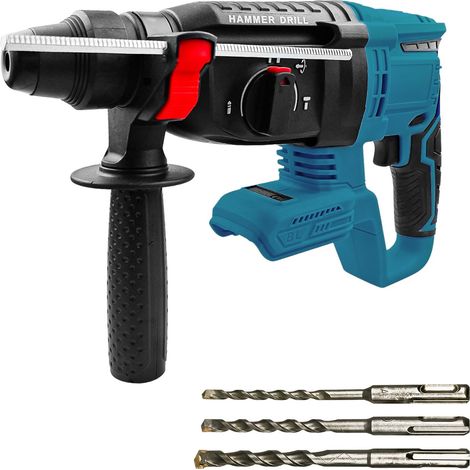 Marteau perforateur sans fil compatible avec batterie 18 V, SDS-Plus – Marteau perforateur électrique rotatif sans balais avec embrayage de sécurité, poignée auxiliaire à 360 °, pour béton (1/5)