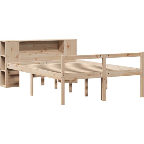 Massivholzbett mit Regal ohne Matratze 135x190 cm Kiefernholz vidaXL (1/4)