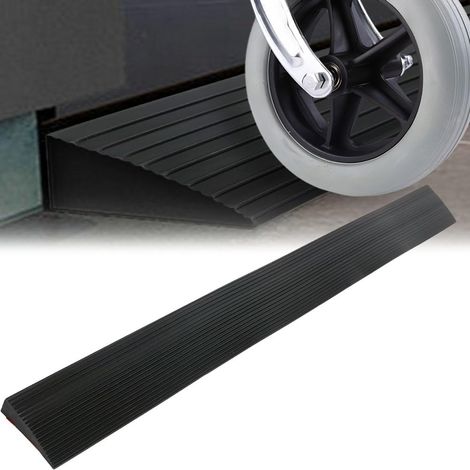 Rampe de seuil de porte autocollante - 200 cm x 5 cm x 1 cm - Surface antidérapante - Rampe en caoutchouc pour poussette, déambulateur, scooter, robot aspirateur (1/5)