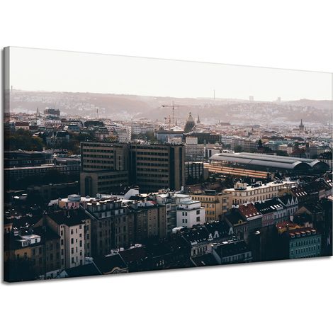 Leinwandgemälde Architektur Stadtansicht 120x70 Vogelperspektive