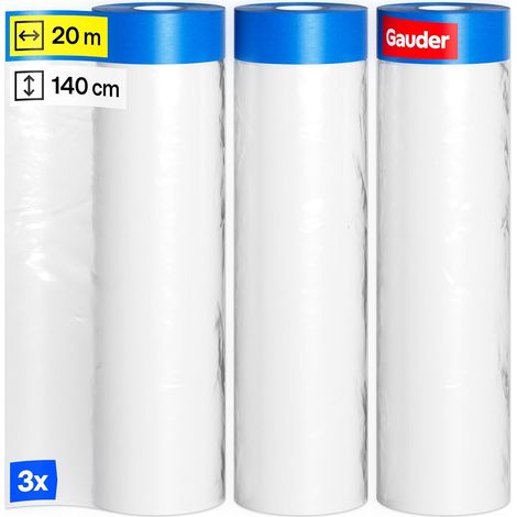 Film de protection avec ruban de masquage (3 rlx, 140cm x 20m, 84m²) (1/5)