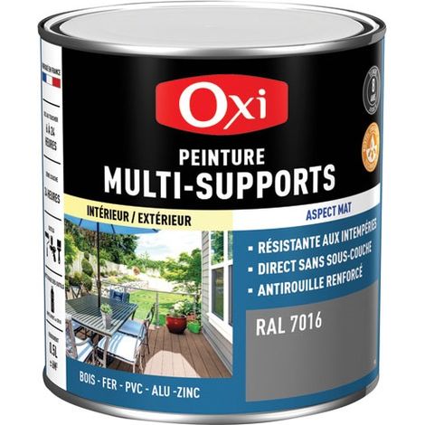 Vernice Top 3 Legno Ferro PVC Opaca 500ml Grigio Antracite RAL 7016 - Oxi
