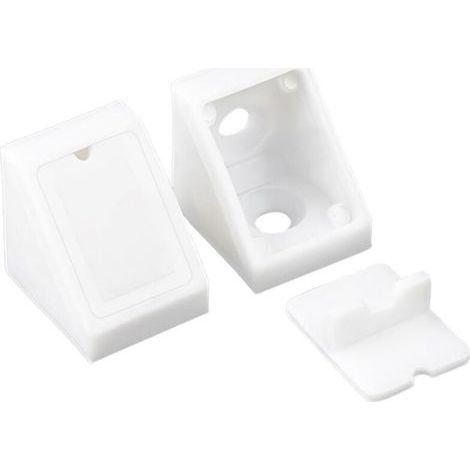Confezione da 20 connettori angolari per mensole in plastica bianca - Viti non incluse - 90° (1/5)