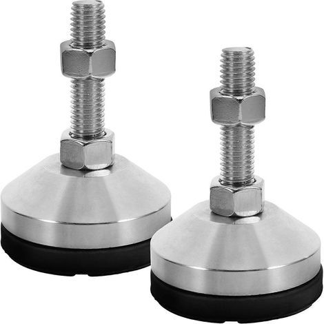 Lot de 2 pieds de nivellement robustes et réglables en acier inoxydable avec boulons antidérapants pour meubles et équipements mécaniques. (1/3)