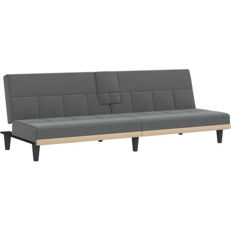 Divano letto con portabicchieri tessuto grigio scuro 020020423