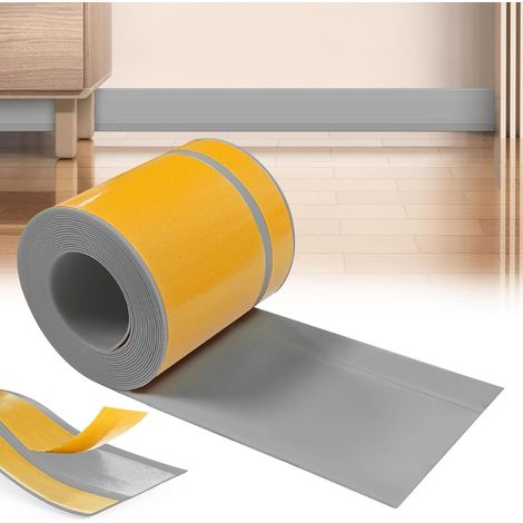 PVC Skirting Board, Grey, 60 mm x 20 mm x 20 m Self-Adhesive Soft Skirting Board, Flexible PVC Skirting Board, Suitable for Bathroom and Kitchen (Grey) (1/5)