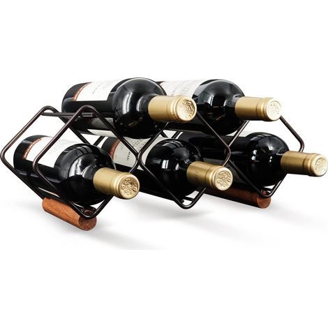 Stackable tabletop bottle rack with a 6-bottle capacity. (1/5)