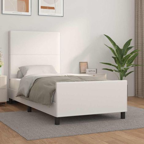 Cadre de lit sans matelas blanc 90x190 cm similicuir (1/5)
