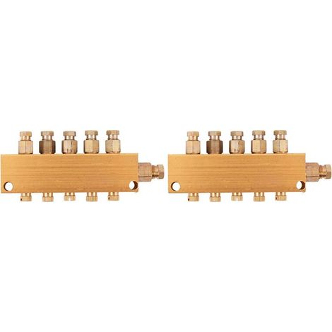 Distribuidor de aceite lubricante 2X, regulador de presión de aire, bloque colector, importado, salida de 6 mm, distribuidor de pistón de aceite de 4 mm para jardinería.