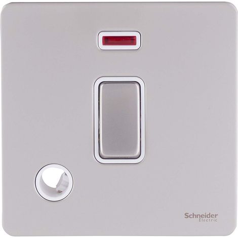 Plaque plate sans vis, 2 pôles, 1 interrupteur, nickel nacré (1/4)