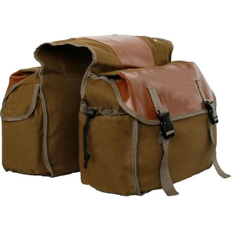 Fahrradtasche, wasserdichte Gepäckträgertasche, doppelte Fahrradtasche, faltbare Aufbewahrungstasche für Pendler, Reisen, Picknicks, Radfahren, Outdoor-Sportarten (Khaki) (1/5)