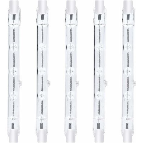 118mm R7s Dimmable ampoule halogène crayon 300W Blanc Chaud 2800K r7s linéaire 3000lm AC220-240V J118 Projecteur Halogène Linéaire pour l’éclairage de paysage,sécurité,lampadaire (5pcs) [Classe énergé