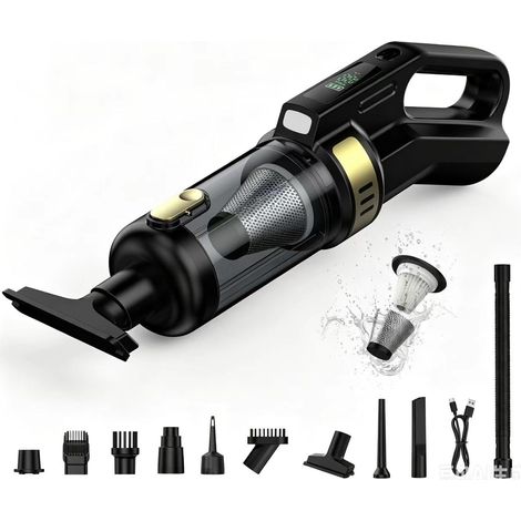 Aspirateur Voiture Puissant sans Fil, 6000mAh Aspirateur à Main Mini Aspirateur sans Fil avec Moteur Brushless, 3 Vitesses 22000PA Aspirateur de Voiture pour Voiture, Maison, Cuisine, Bureau (1/5)