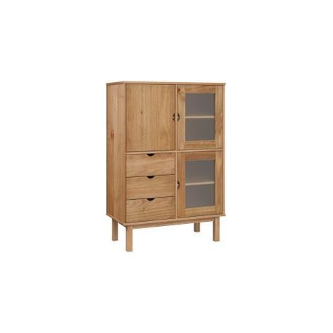 Buffet haut 85x43x125 bois massif de pin (1/5)
